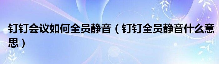 釘釘會議如何全員靜音（釘釘全員靜音什么意思）
