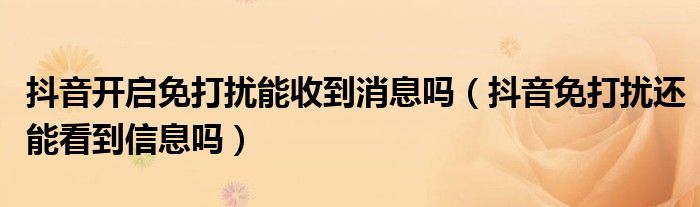 抖音開啟免打擾能收到消息嗎（抖音免打擾還能看到信息嗎）