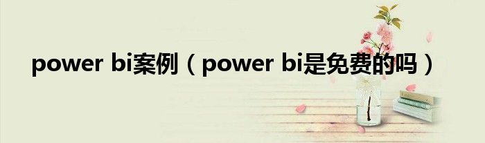 power bi案例（power bi是免費(fèi)的嗎）