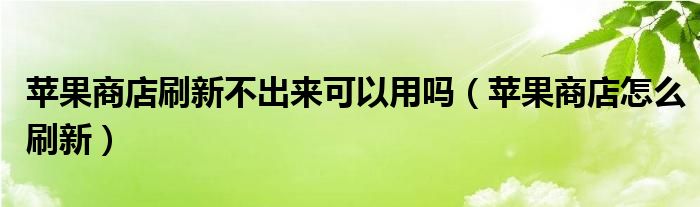 蘋果商店刷新不出來可以用嗎（蘋果商店怎么刷新）