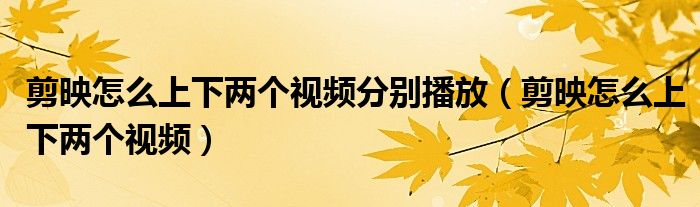 剪映怎么上下兩個(gè)視頻分別播放（剪映怎么上下兩個(gè)視頻）