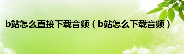 b站怎么直接下載音頻（b站怎么下載音頻）