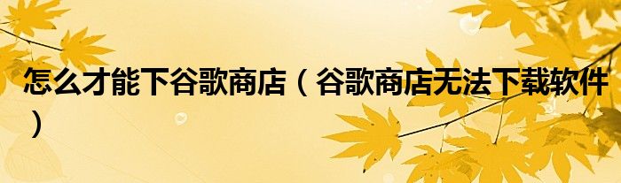 怎么才能下谷歌商店（谷歌商店無法下載軟件）