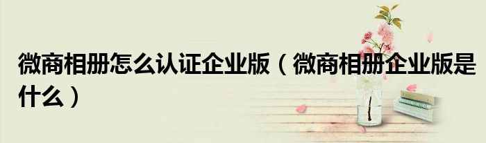 微商相冊怎么認(rèn)證企業(yè)版（微商相冊企業(yè)版是什么）