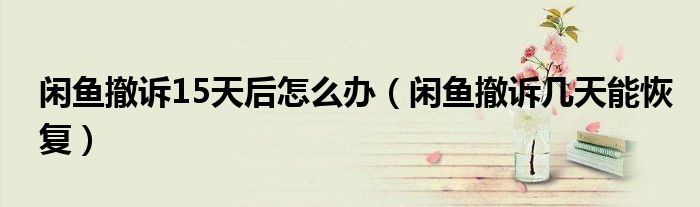 閑魚撤訴15天后怎么辦（閑魚撤訴幾天能恢復(fù)）