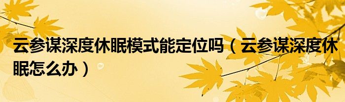 云參謀深度休眠模式能定位嗎（云參謀深度休眠怎么辦）