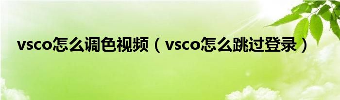 vsco怎么調(diào)色視頻（vsco怎么跳過登錄）