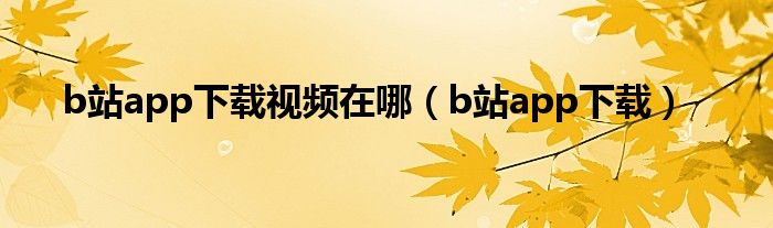 b站app下載視頻在哪（b站app下載）