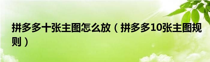 拼多多十張主圖怎么放（拼多多10張主圖規(guī)則）