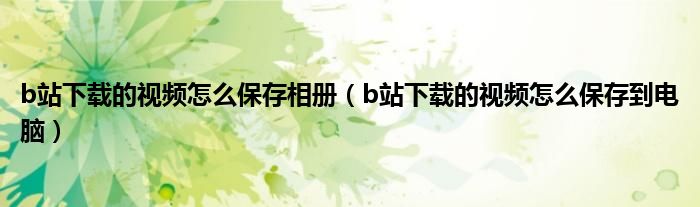 b站下載的視頻怎么保存相冊(cè)（b站下載的視頻怎么保存到電腦）