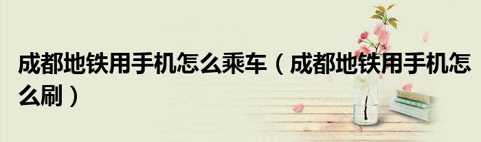 成都地鐵用手機(jī)怎么乘車（成都地鐵用手機(jī)怎么刷）
