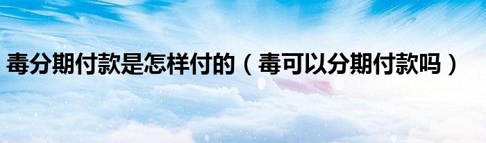 毒分期付款是怎樣付的（毒可以分期付款嗎）