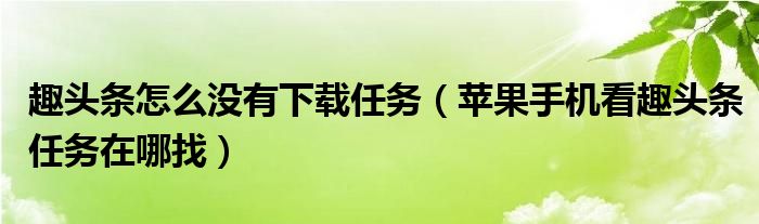 趣頭條怎么沒有下載任務(wù)（蘋果手機看趣頭條任務(wù)在哪找）