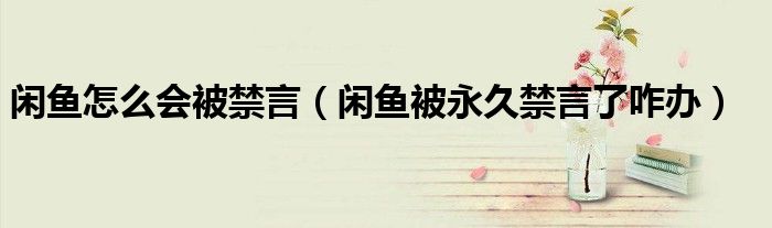 閑魚怎么會被禁言（閑魚被永久禁言了咋辦）