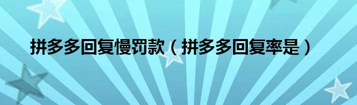 拼多多回復(fù)慢罰款（拼多多回復(fù)率是）