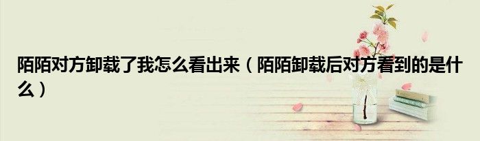 陌陌對(duì)方卸載了我怎么看出來(lái)（陌陌卸載后對(duì)方看到的是什么）