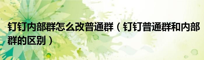 釘釘內(nèi)部群怎么改普通群（釘釘普通群和內(nèi)部群的區(qū)別）