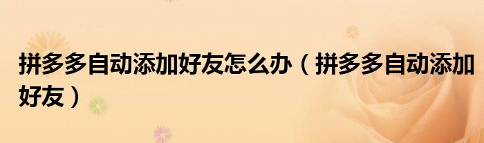 拼多多自動添加好友怎么辦（拼多多自動添加好友）