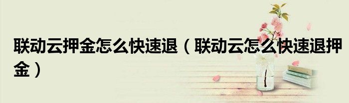 聯(lián)動云押金怎么快速退（聯(lián)動云怎么快速退押金）