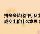 拼多多轉(zhuǎn)化目標及出價的成交出價是什么意思（拼多多預(yù)期成交出價什么意思）