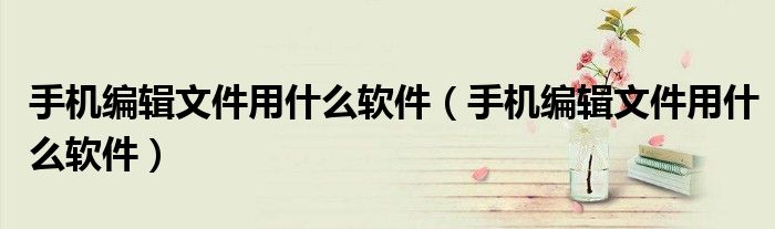手機編輯文件用什么軟件（手機編輯文件用什么軟件）