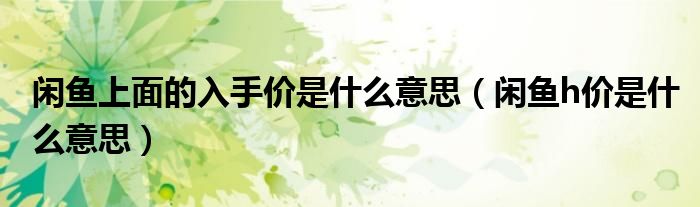 閑魚上面的入手價(jià)是什么意思（閑魚h價(jià)是什么意思）