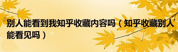 別人能看到我知乎收藏內(nèi)容嗎（知乎收藏別人能看見嗎）