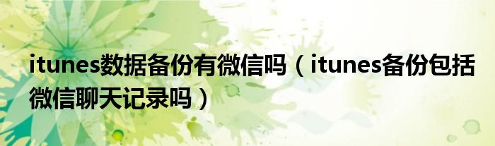 itunes數(shù)據(jù)備份有微信嗎（itunes備份包括微信聊天記錄嗎）