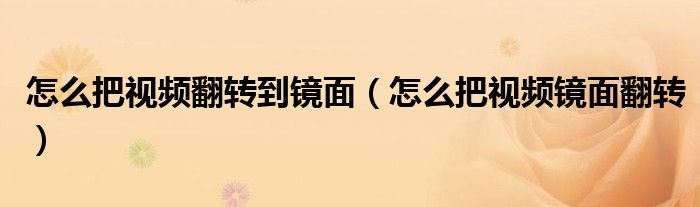 怎么把視頻翻轉(zhuǎn)到鏡面（怎么把視頻鏡面翻轉(zhuǎn)）