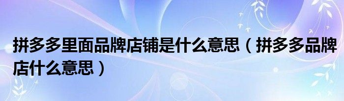拼多多里面品牌店鋪是什么意思（拼多多品牌店什么意思）