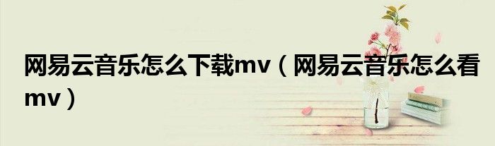 網(wǎng)易云音樂怎么下載mv（網(wǎng)易云音樂怎么看mv）