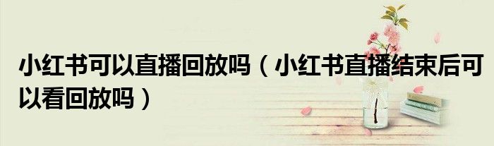小紅書可以直播回放嗎（小紅書直播結(jié)束后可以看回放嗎）