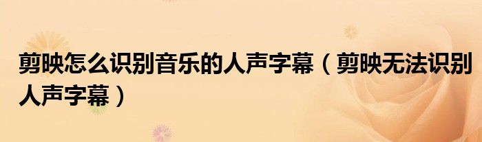 剪映怎么識別音樂的人聲字幕（剪映無法識別人聲字幕）