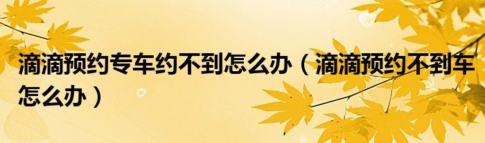 滴滴預(yù)約專車約不到怎么辦（滴滴預(yù)約不到車怎么辦）