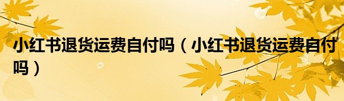 小紅書退貨運(yùn)費(fèi)自付嗎（小紅書退貨運(yùn)費(fèi)自付嗎）