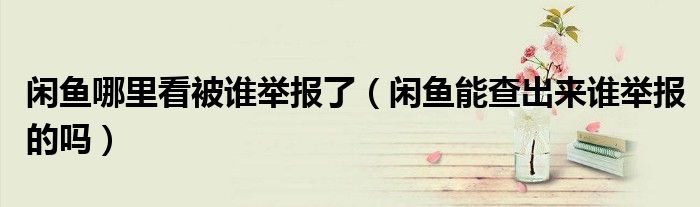 閑魚哪里看被誰舉報了（閑魚能查出來誰舉報的嗎）