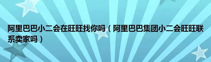 阿里巴巴小二會在旺旺找你嗎（阿里巴巴集團(tuán)小二會旺旺聯(lián)系賣家嗎）