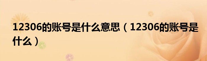 12306的賬號(hào)是什么意思（12306的賬號(hào)是什么）