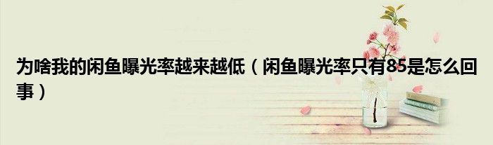 為啥我的閑魚曝光率越來越低（閑魚曝光率只有85是怎么回事）