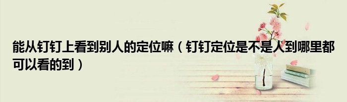 能從釘釘上看到別人的定位嘛（釘釘定位是不是人到哪里都可以看的到）