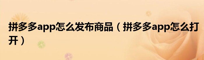 拼多多app怎么發(fā)布商品（拼多多app怎么打開(kāi)）