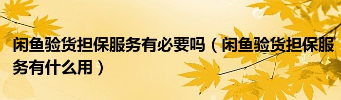 閑魚驗貨擔保服務有必要嗎（閑魚驗貨擔保服務有什么用）