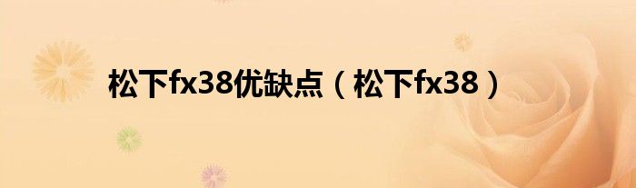 松下fx38優(yōu)缺點(diǎn)（松下fx38）