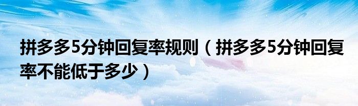 拼多多5分鐘回復(fù)率規(guī)則（拼多多5分鐘回復(fù)率不能低于多少）