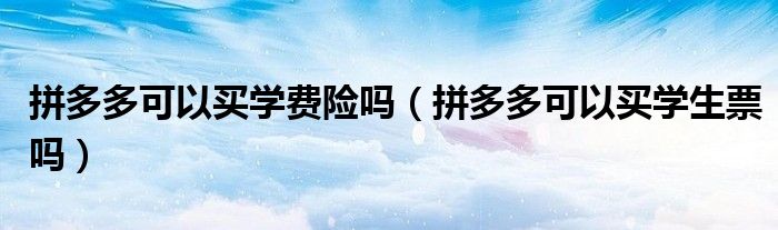 拼多多可以買學(xué)費(fèi)險(xiǎn)嗎（拼多多可以買學(xué)生票嗎）