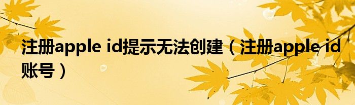 注冊apple id提示無法創(chuàng)建（注冊apple id賬號）