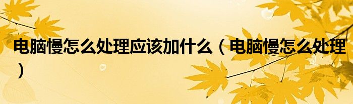 電腦慢怎么處理應(yīng)該加什么（電腦慢怎么處理）