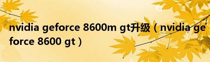 nvidia geforce 8600m gt升級(jí)（nvidia geforce 8600 gt）