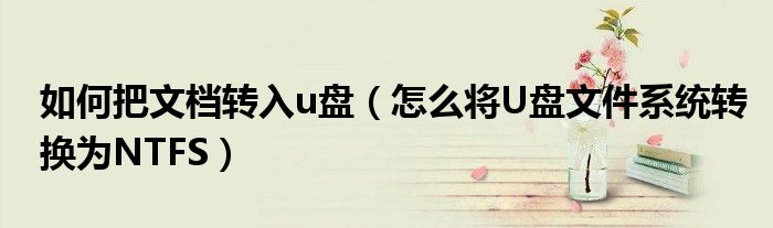 如何把文檔轉(zhuǎn)入u盤（怎么將U盤文件系統(tǒng)轉(zhuǎn)換為NTFS）