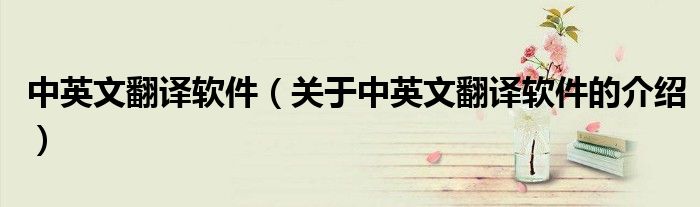 中英文翻譯軟件（關(guān)于中英文翻譯軟件的介紹）